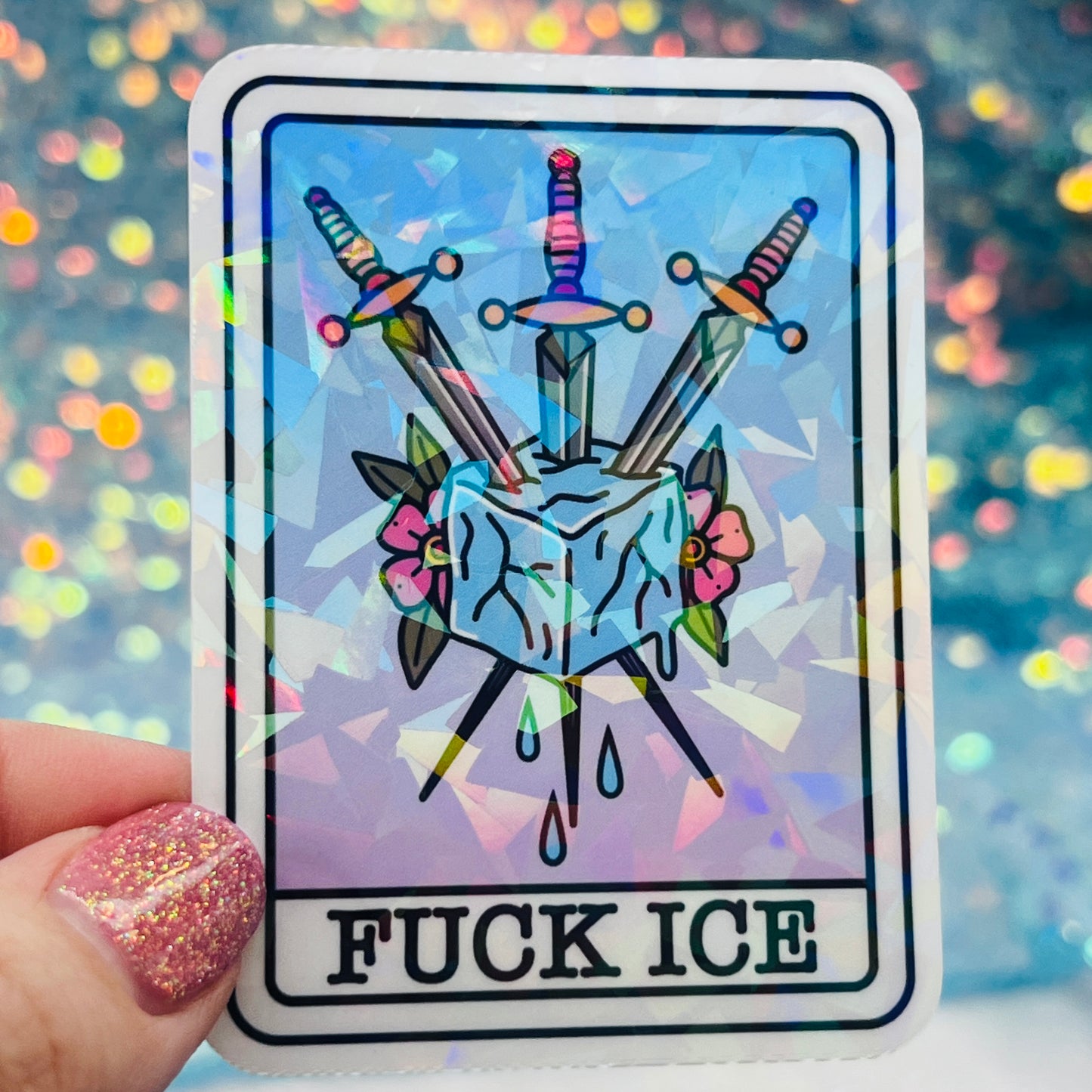 Fuck ICE Holographic Activist Sticker – Resistance Art