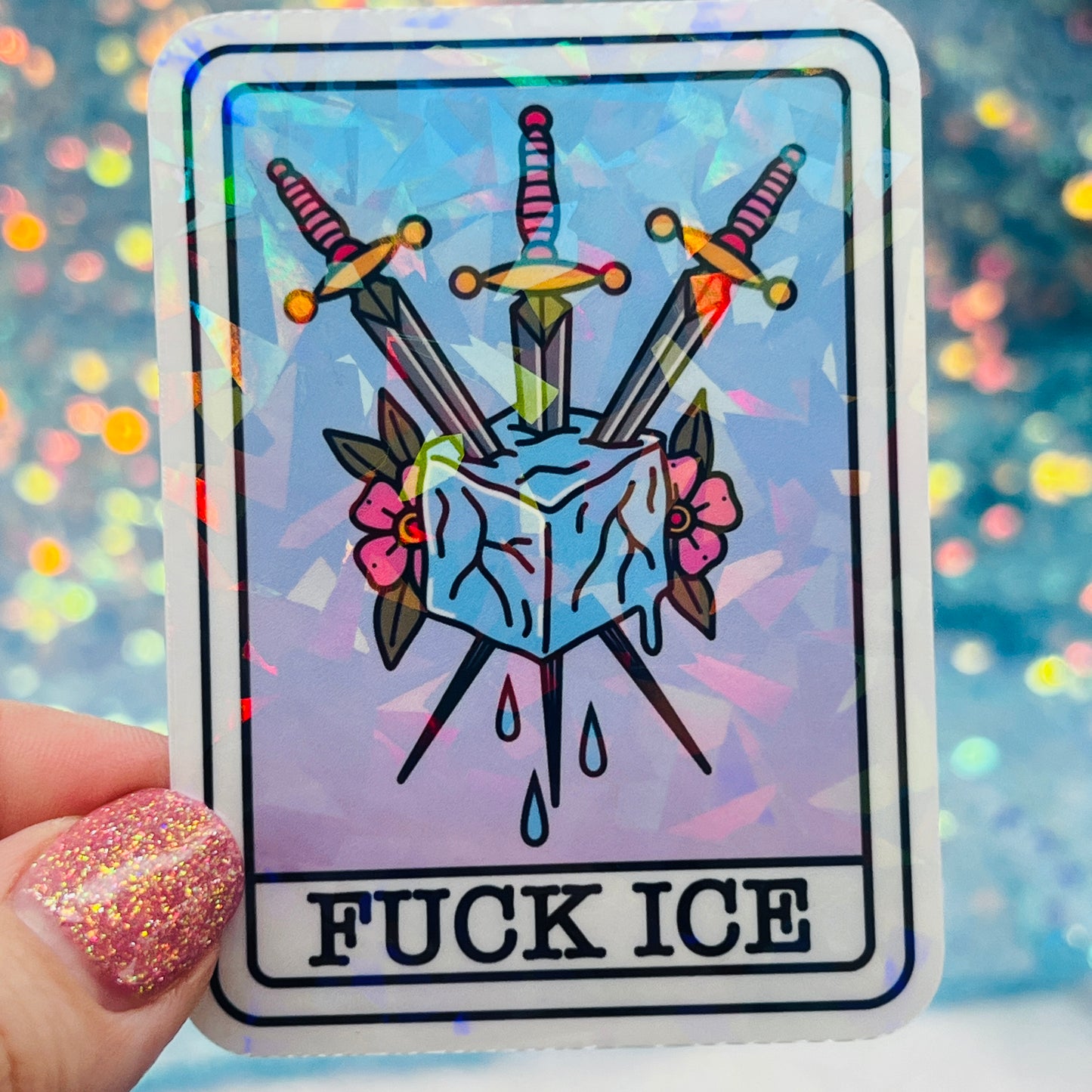 Fuck ICE Holographic Activist Sticker – Resistance Art