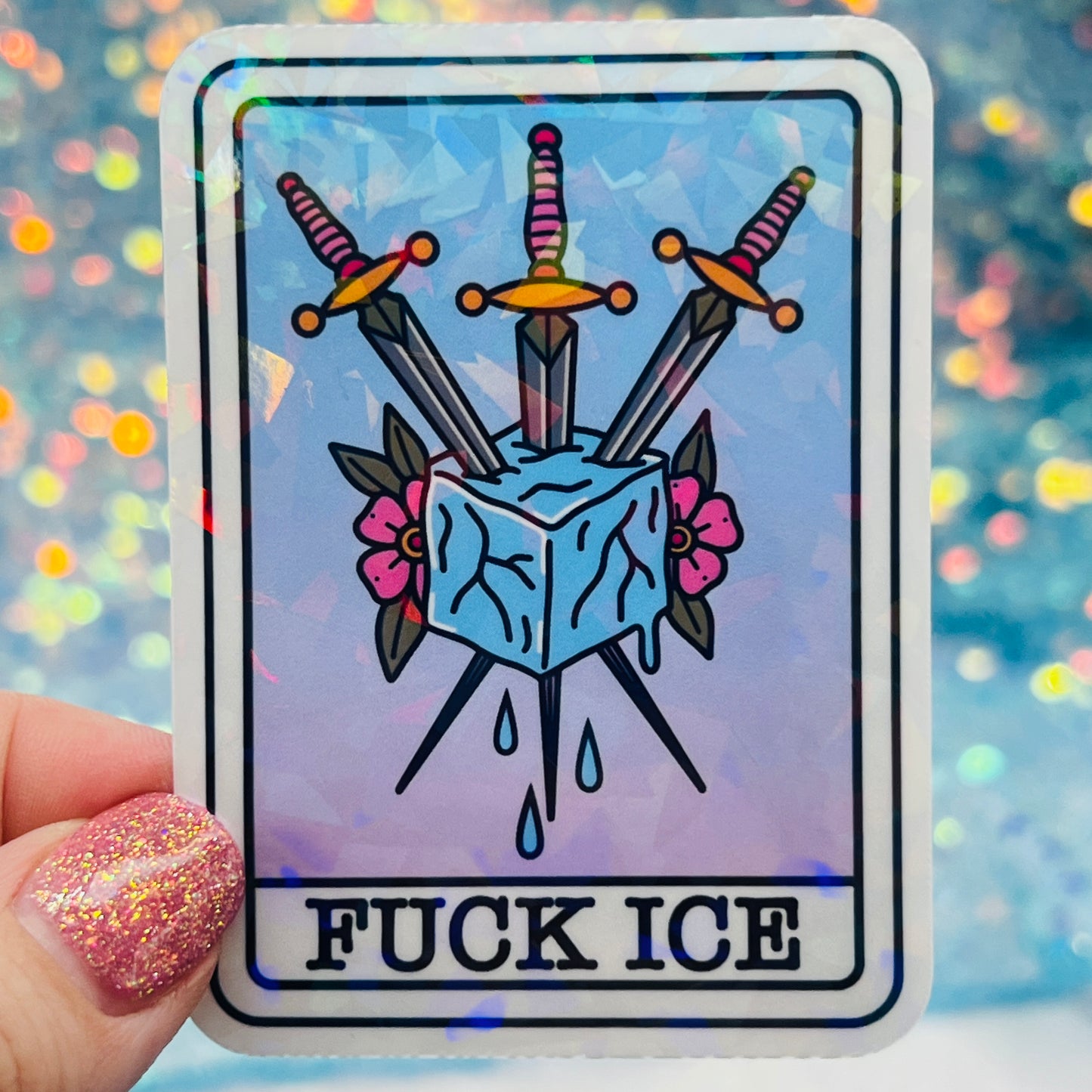 Fuck ICE Holographic Activist Sticker – Resistance Art