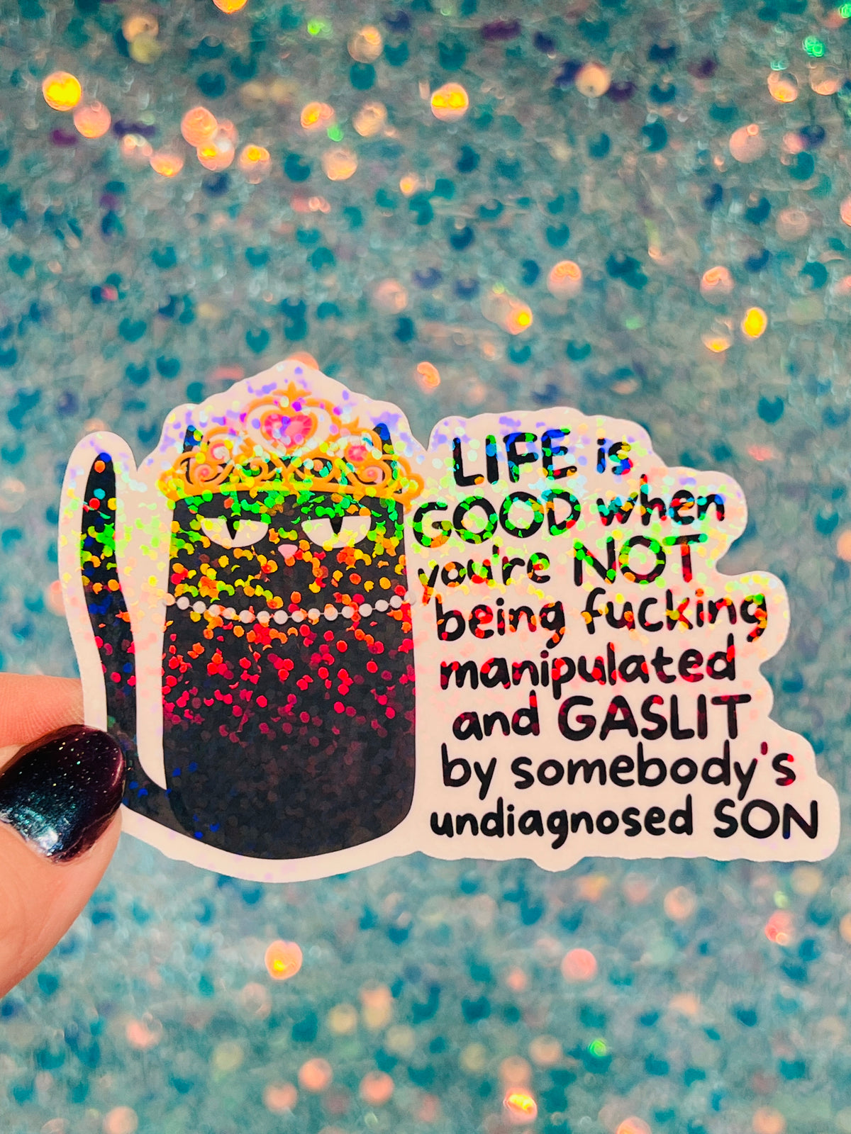 Life Is Good Gaslit Cat Holographic Sticker