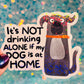 Drinking Alone Dog Holographic Sticker
