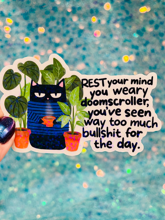 Doomscroller Holographic Sticker