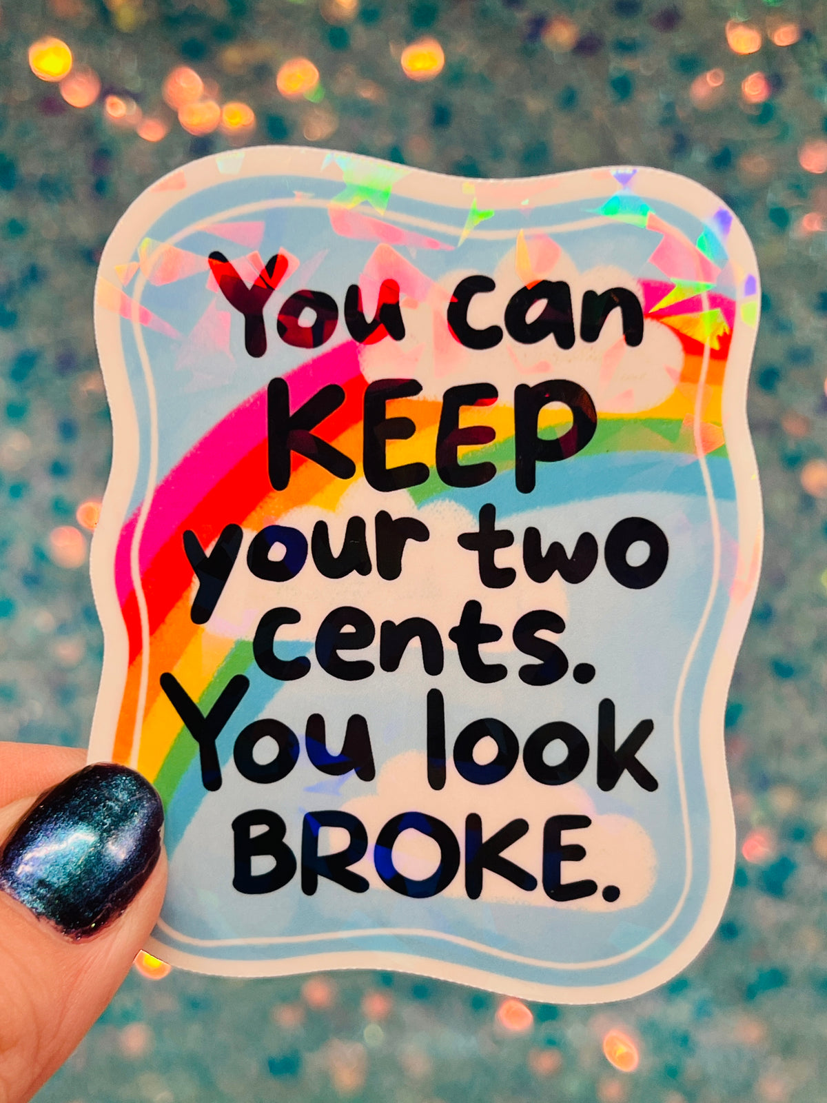 Two Cents Holographic Sticker