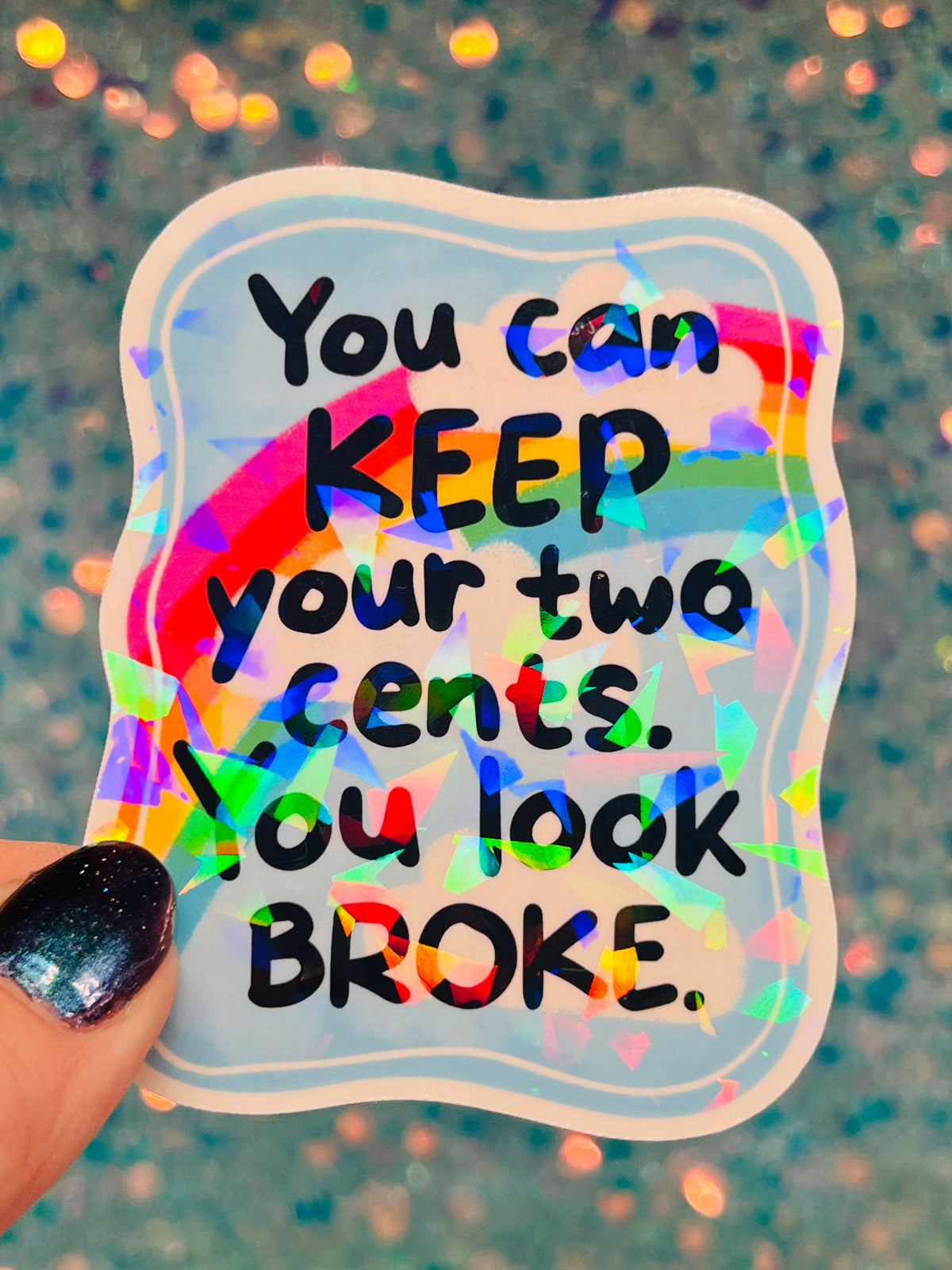 Two Cents Holographic Sticker