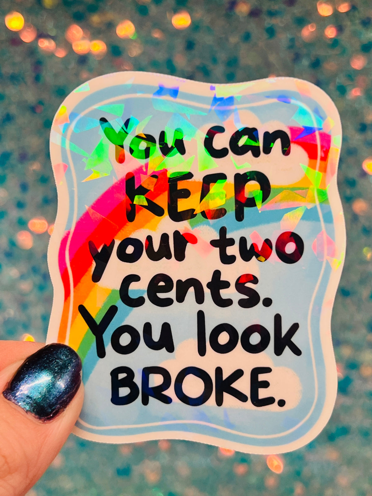 Two Cents Holographic Sticker