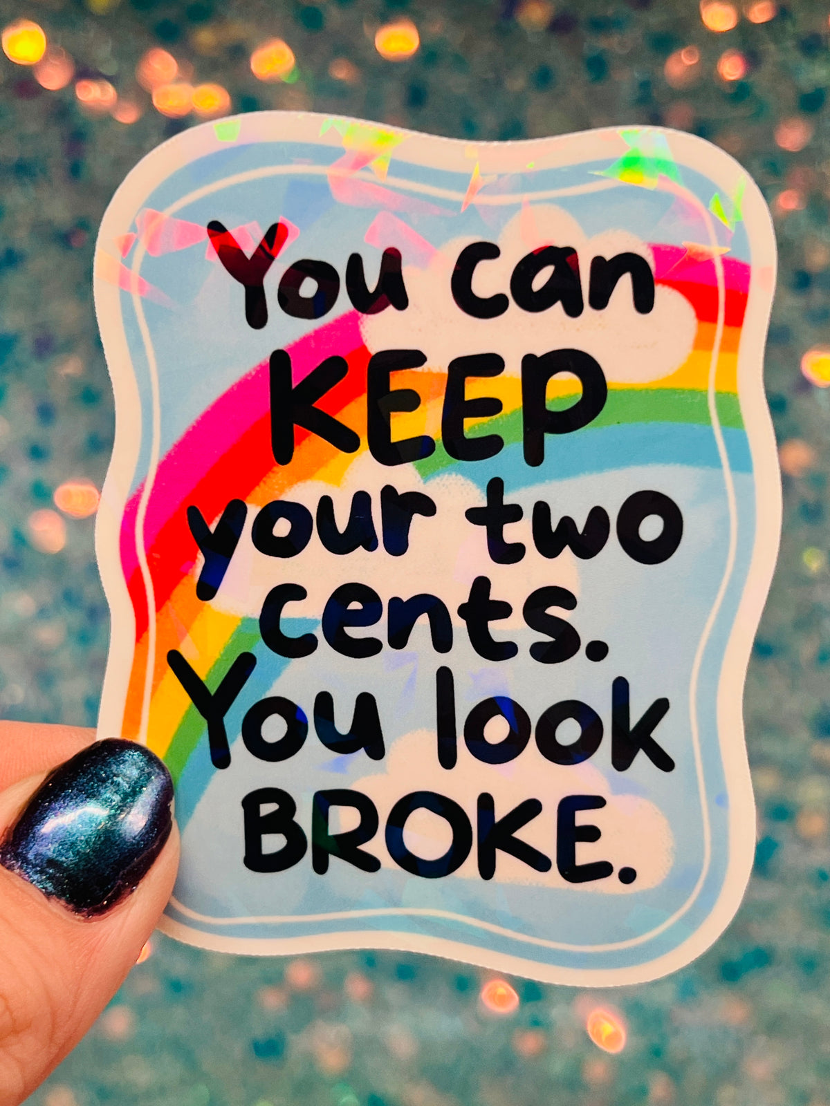 Two Cents Holographic Sticker