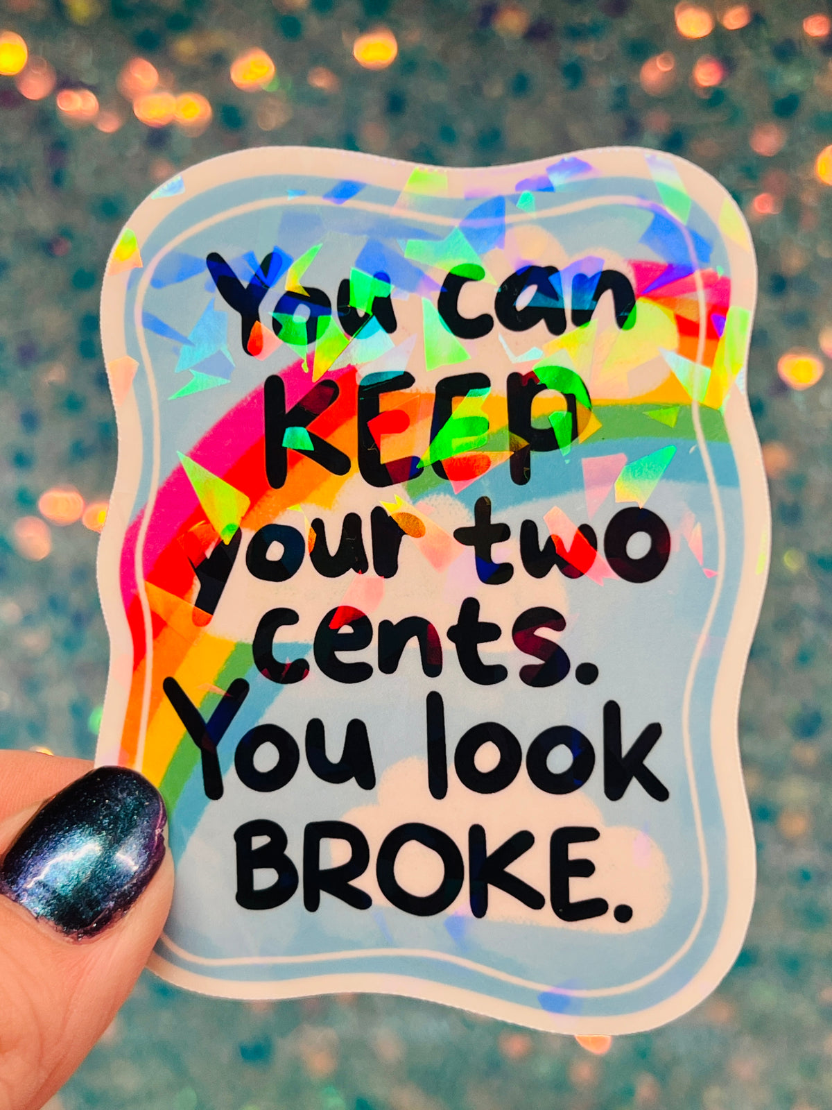 Two Cents Holographic Sticker