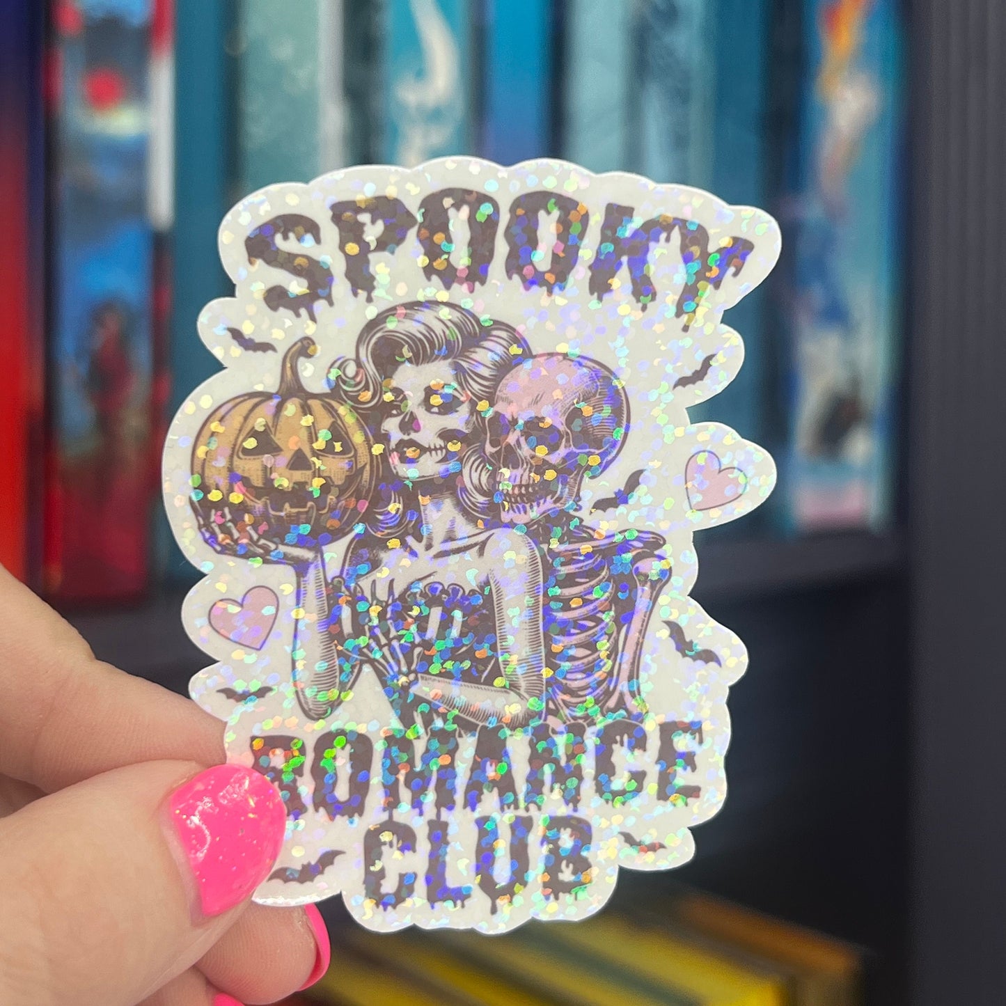 Spooky Romance Club Holographic Sticker, Spicy Dark Romance, Booktok, kindle waterbottle laptop stickers Halloween book decal celestial book