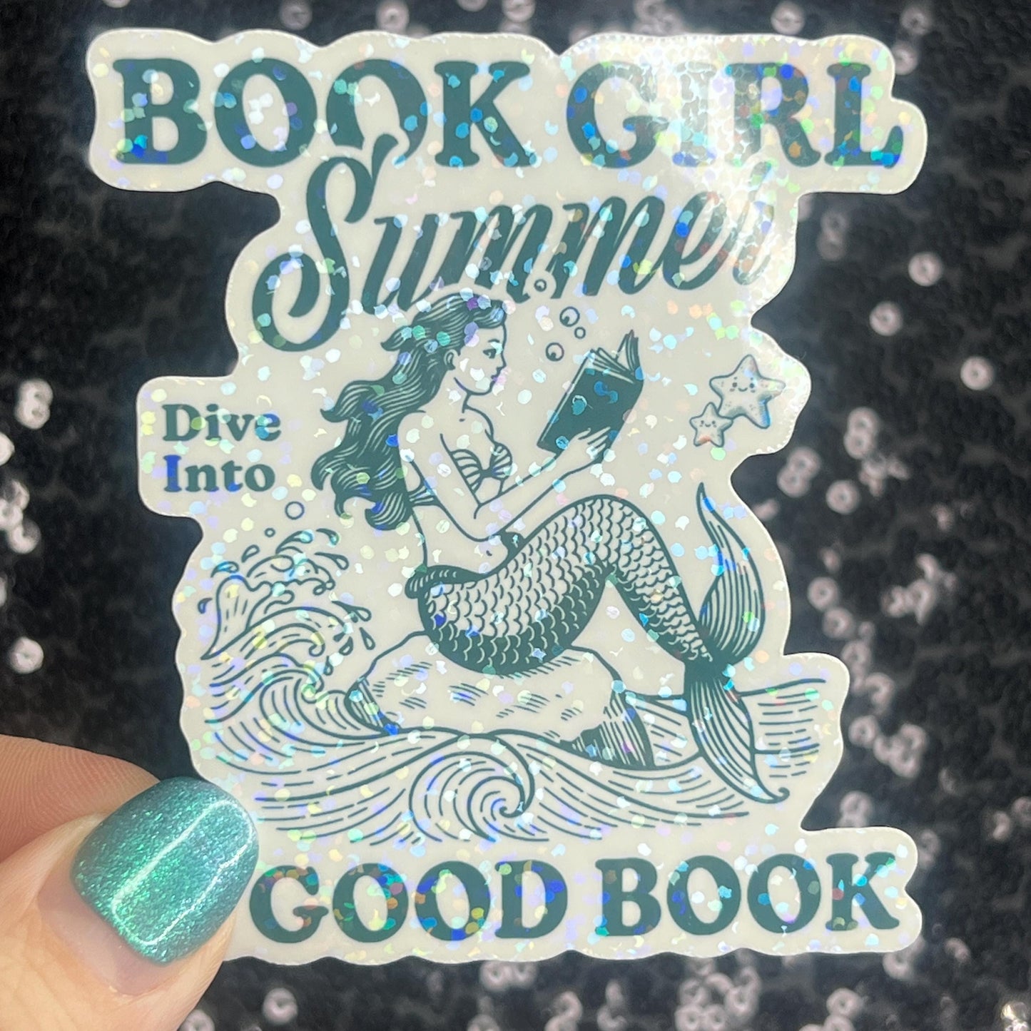 Bookish Girl Summer Holographic Book Book Lover, Spicy Dark Romance, Booktok, kindle waterbottle laptop Romance Decal Beach Reads Decal
