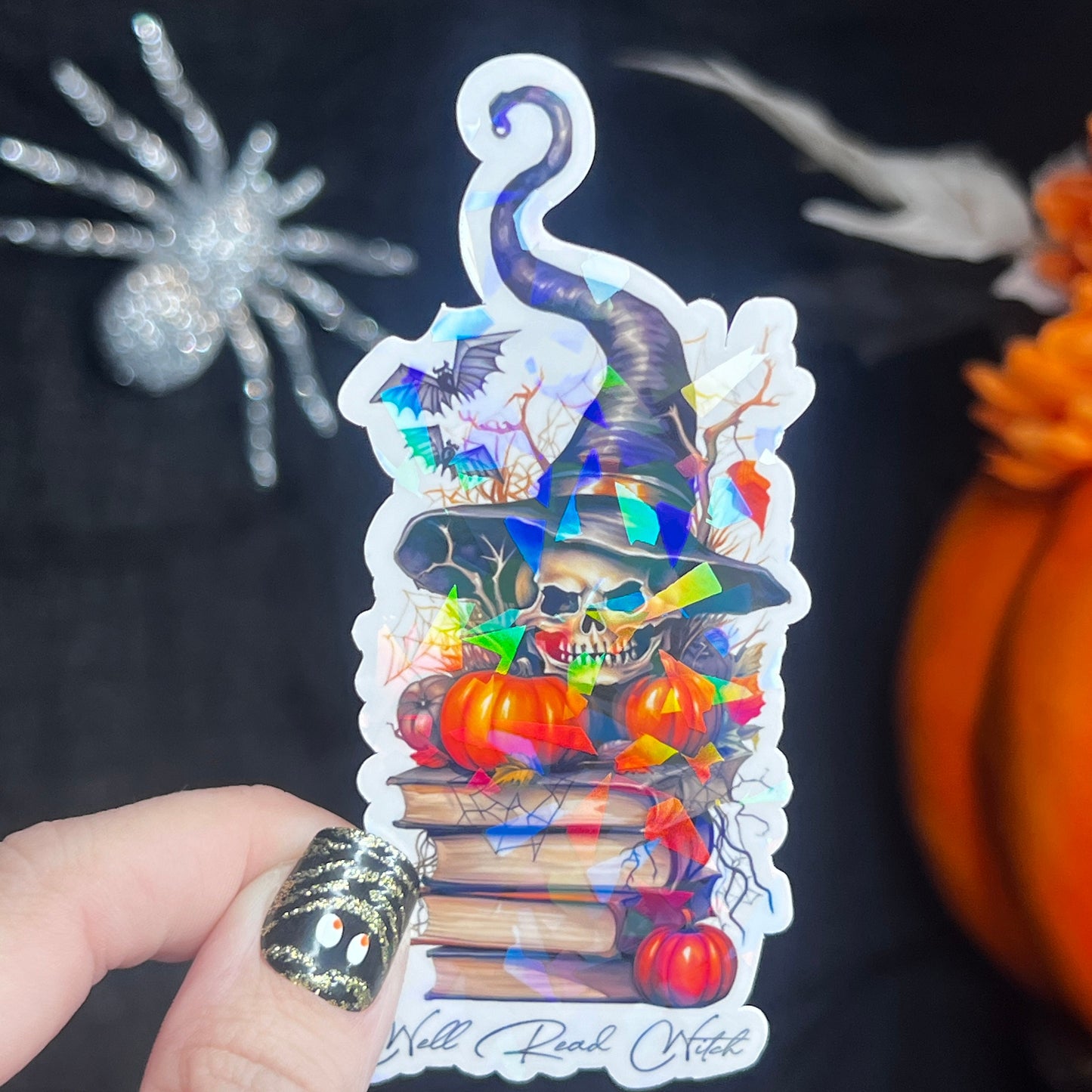 Well Read Witch Holographic Sticker, Spicy Dark Romance Stickers, Booktok stickers, kindle stickers Halloween Book Sticker Waterbottle