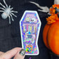 Purple Coffin Halloween Bookshelf Holographic Sticker Halloween Kindle Decal Spooky Fall Reader Gift Bookish Decal