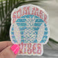 Summer Vibes Blue Pink Surfing Retro Holographic Sparkly Sticker Beach Life Decal Boating Sticker Summer Vacation Ocean Life Sticker