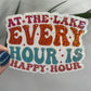 At the Lake Every Hour is Happy Hour Holographic Sparkly Sticker Boating Outdoor Decal Nature Sticker Lake House Sticker Lake Life