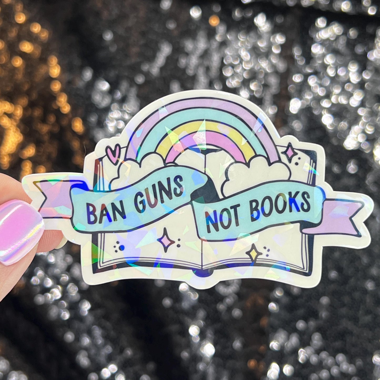 Ban Guns Not Books Holographic Sticker Kamala Decal Anti Trump Pro Choice Feminist Sticker Liberal Democrat