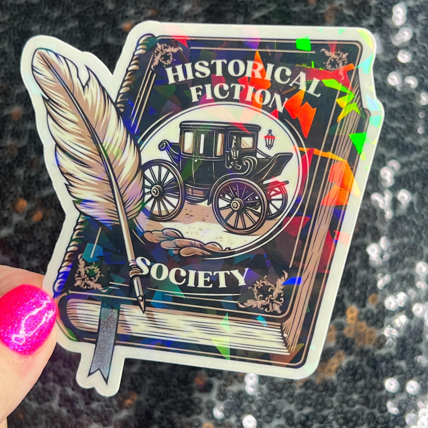 Historical Fiction Society Holographic Sticker Decal, Nonfiction History Reads Bookish kindle waterbottle laptop Reader Bookish Present Gift