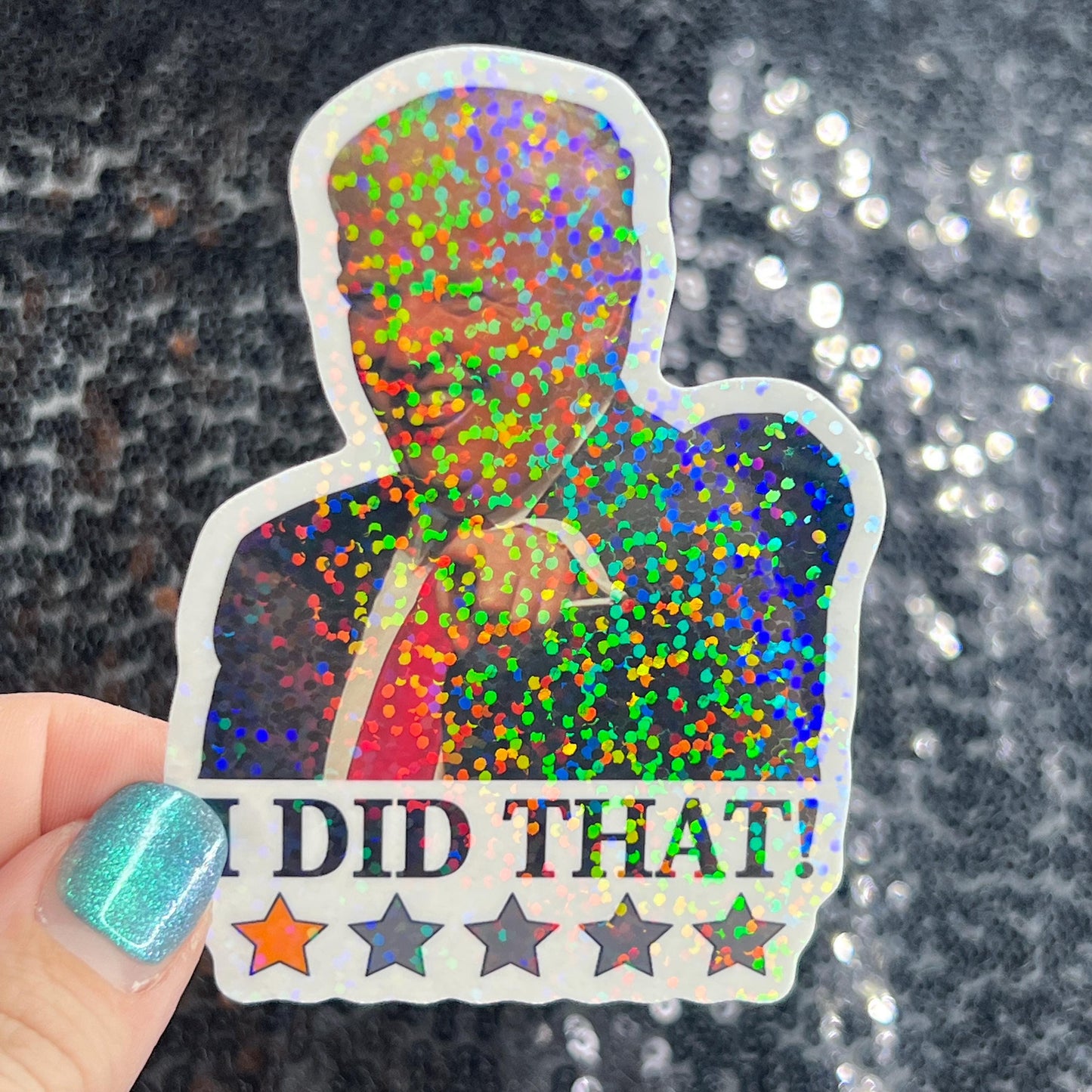 Trump one star I did that Sparkly Holographic Sticker Hands Off No Kings Sticker F Trump 8647 FDT Anti Elon Girls are fighting