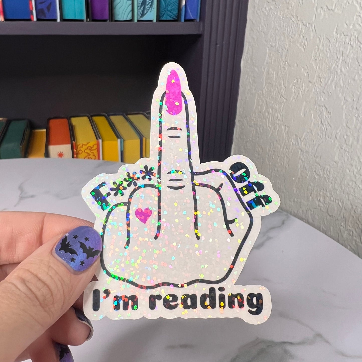 F*** Off I'm Reading Holographic Sticker, Spicy Dark Romance, Booktok, kindle waterbottle laptop stickers Smut decal adult book sticker