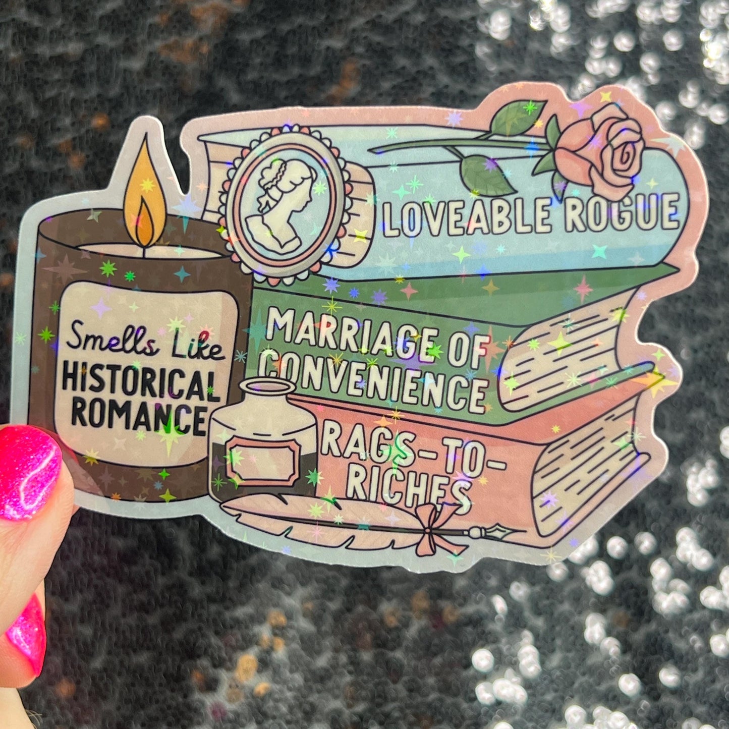 Smells Like Historical Romance Holographic Sticker Decal History Reads Bookish kindle waterbottle laptop Reader Bookish Present Gift