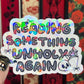 Reading Something Unholy Again Holographic Sticker Sparkly Decal, Spicy Dark Romance, kindle laptop Reader Bookish Present Reader Gift