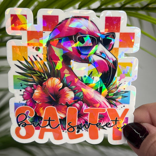Salty But Sweet Summer Rainbow Colorful Holographic Sticker Mental Health Sticker Sparkly Spread Positivity Good Vibes Decal Inspirational