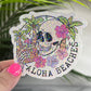 Aloha Beaches Skeleton Summer Holographic Sparkly Sticker Beach Life Decal Boating Sticker Summer Vacation Ocean Life Sticker