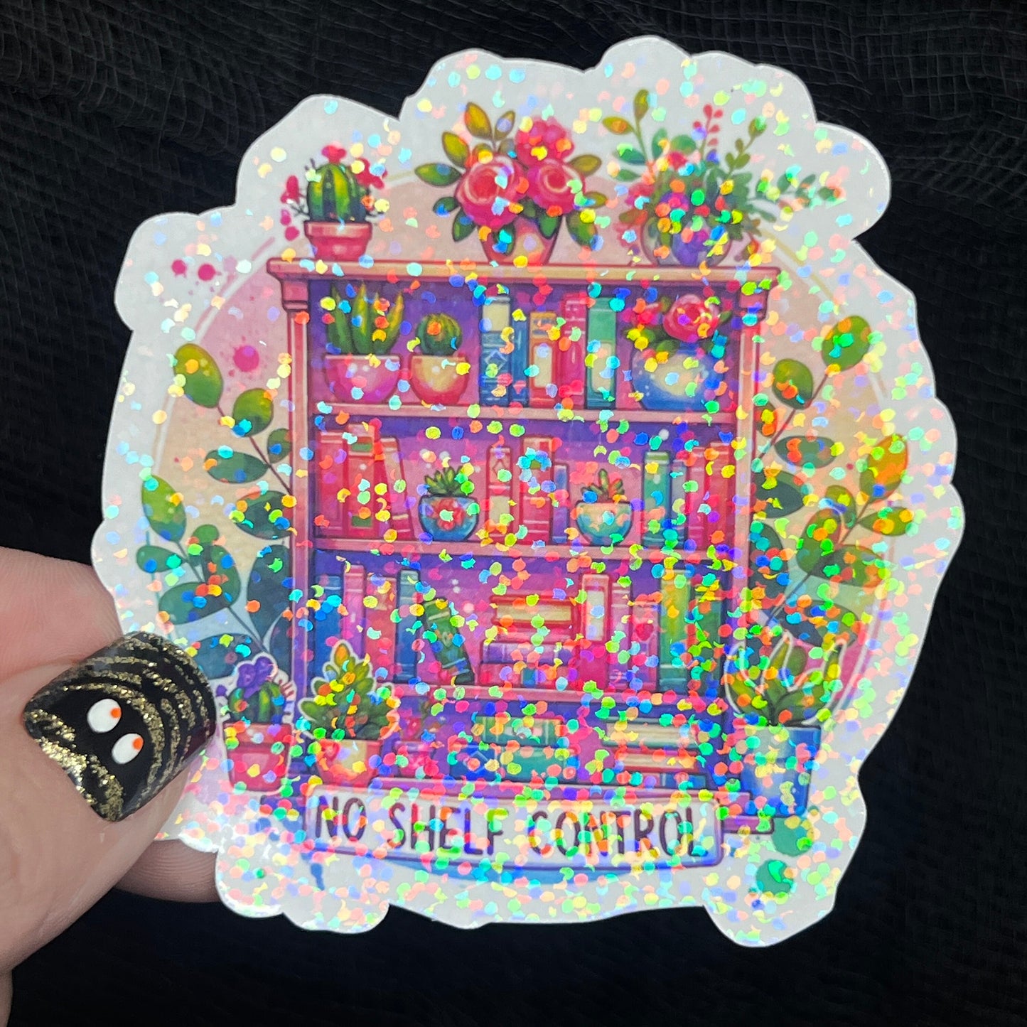 No Shelf Control bookshelf Sparkly Holographic Sticker Decal, Spicy Dark Romance, kindle waterbottle laptop Reader Bookish Present Gift