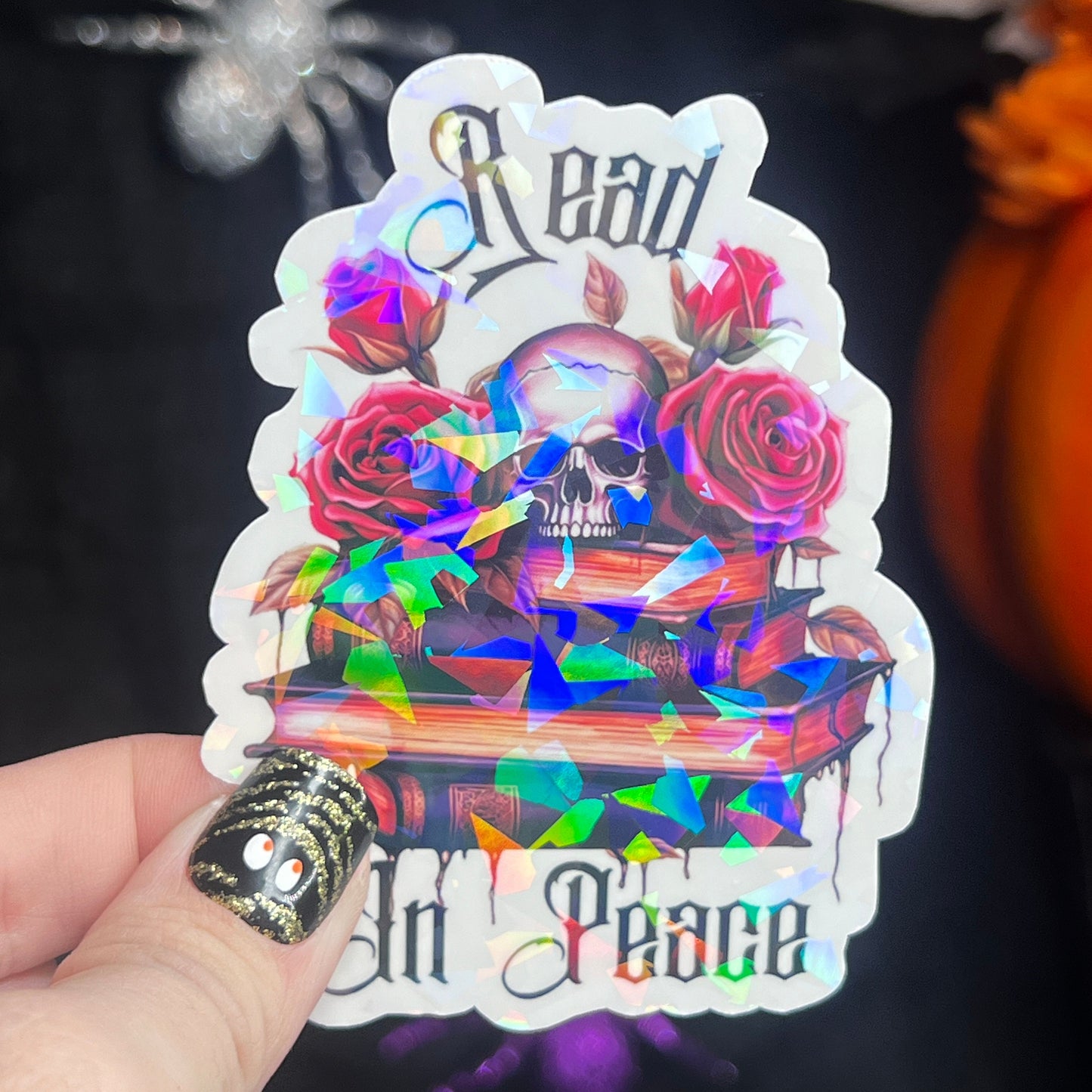 Read In Peace Holographic Sticker, Spicy Dark Romance Sticker, Booktok sticker, kindle stickers dark academia book sticker rip bookish decal