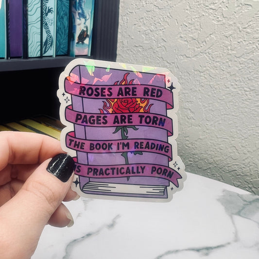 Spicy Book Sticker Roses are Red Sticker Holographic Sticker, Spicy Dark Romance, Booktok, kindle waterbottle laptop stickers Romance Decal