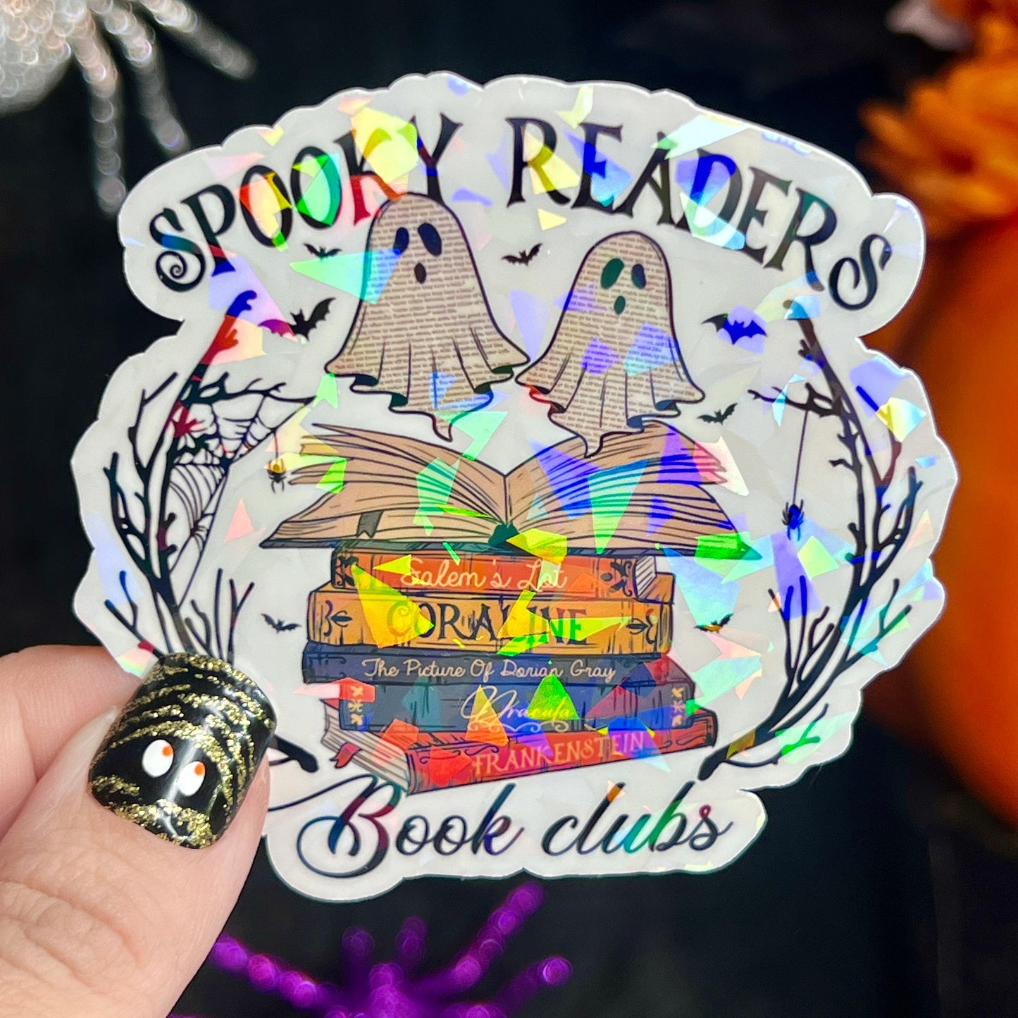 Spooky Readers Book Club Holographic Sticker Halloween Kindle Decal Spooky Fall Reader Gift Bookish Decal