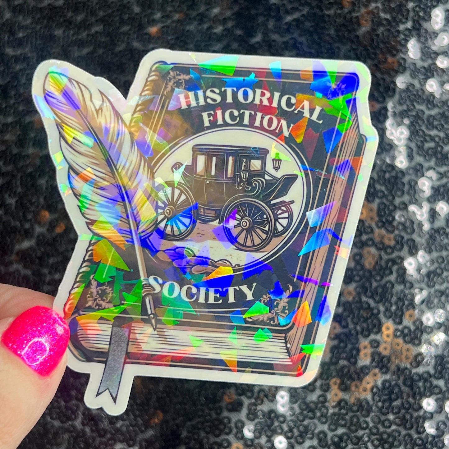 Historical Fiction Society Holographic Sticker Decal, Nonfiction History Reads Bookish kindle waterbottle laptop Reader Bookish Present Gift