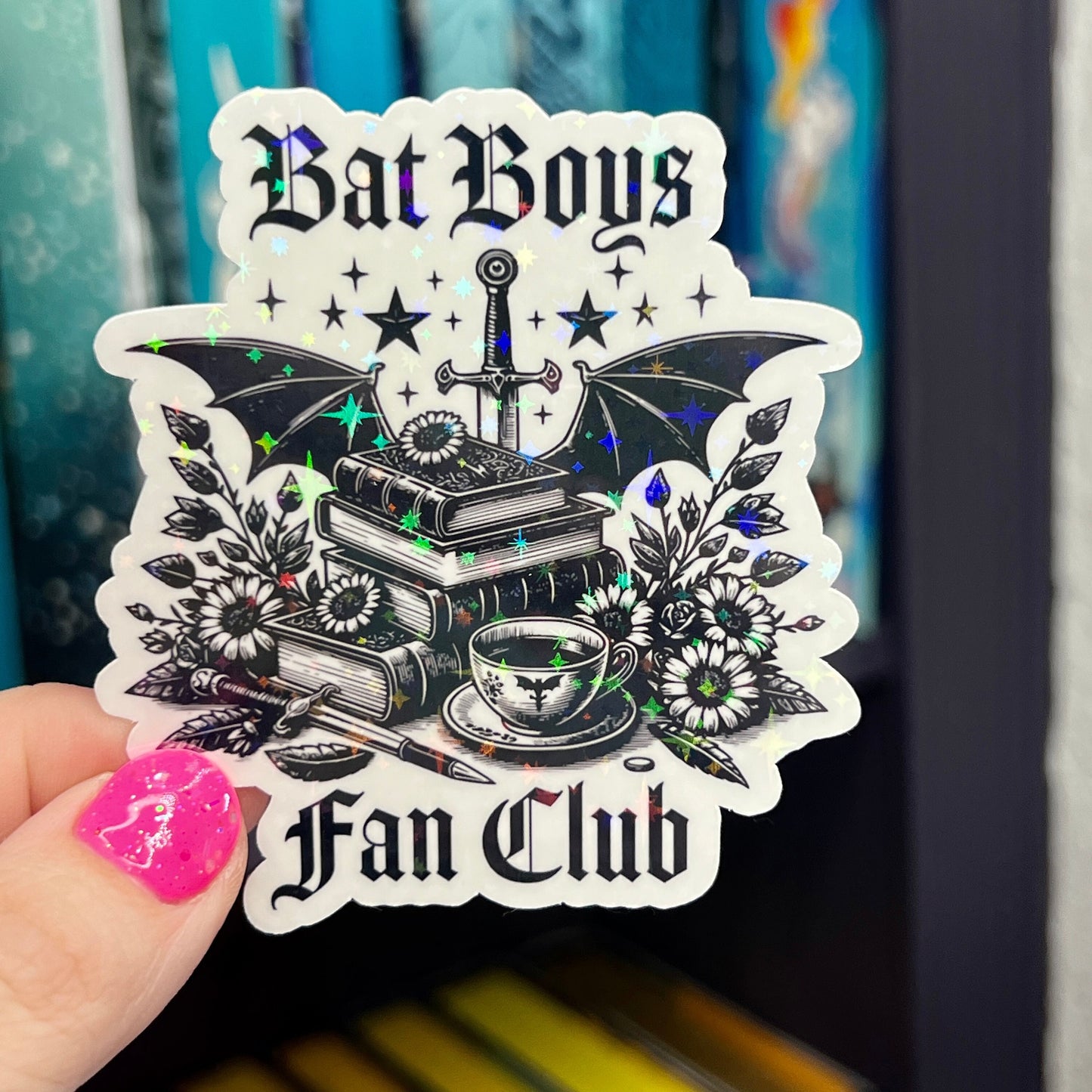 Bat Boys Fan Club Rhysand Azirel Cassian Holographic Sticker Sparkly Sticker ACOTAR Decal Kindle Sticker Spicybook Sticker SJM Stickers