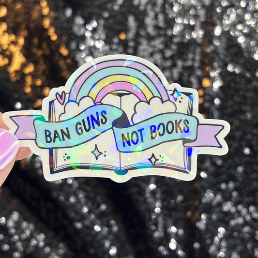 Ban Guns Not Books Holographic Sticker Kamala Decal Anti Trump Pro Choice Feminist Sticker Liberal Democrat
