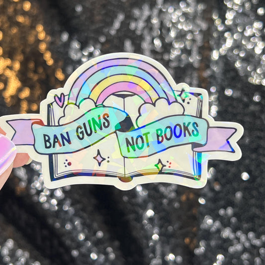 Ban Guns Not Books Holographic Sticker Kamala Decal Anti Trump Pro Choice Feminist Sticker Liberal Democrat