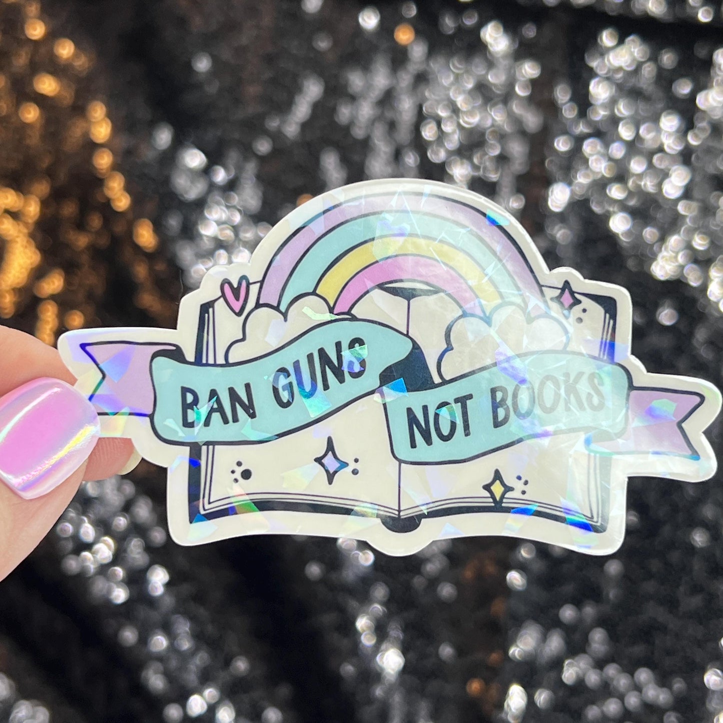 Ban Guns Not Books Holographic Sticker Kamala Decal Anti Trump Pro Choice Feminist Sticker Liberal Democrat