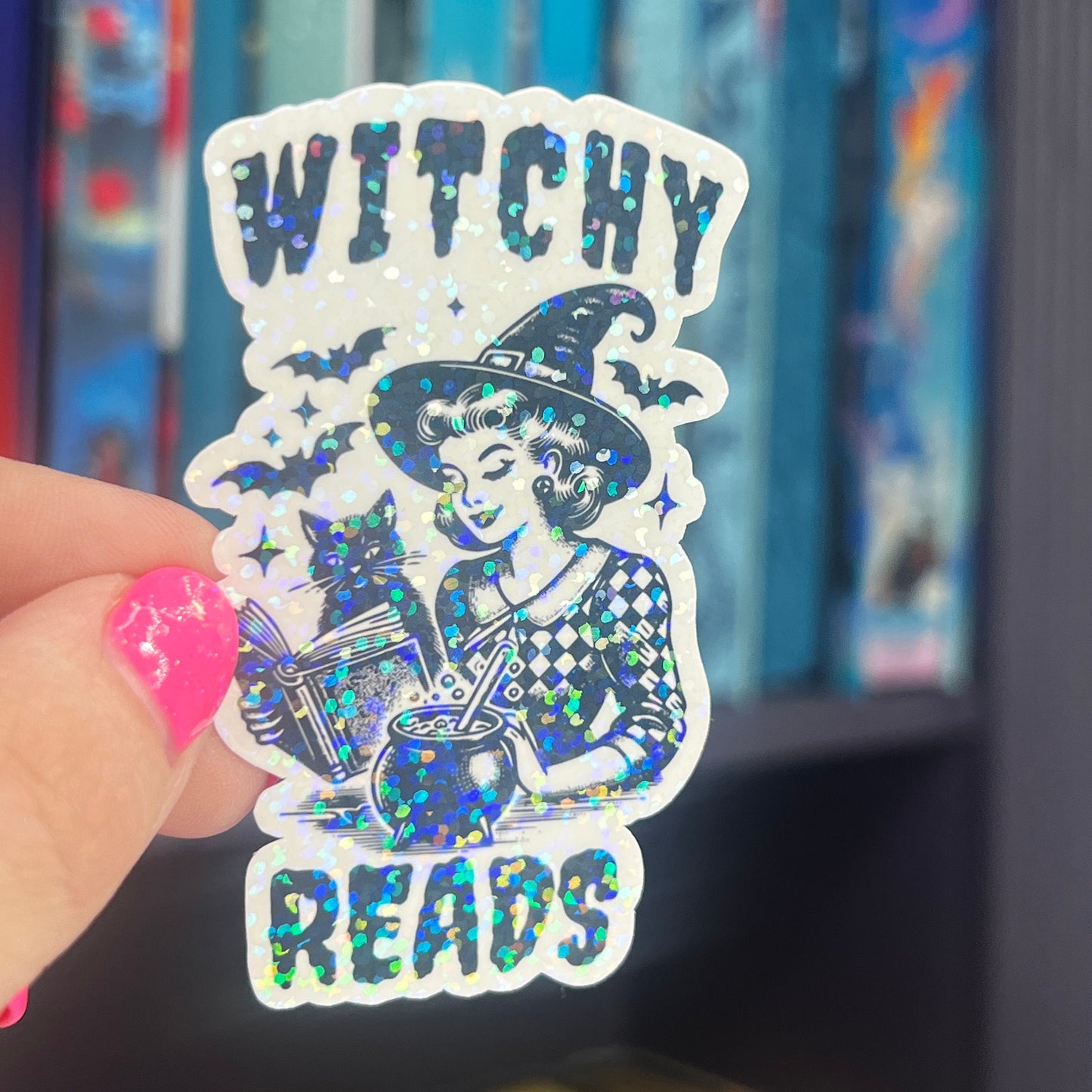 Witchy Reads Holographic Sticker, Spicy Dark Romance, Booktok, kindle waterbottle laptop stickers Halloween book decal celestial book