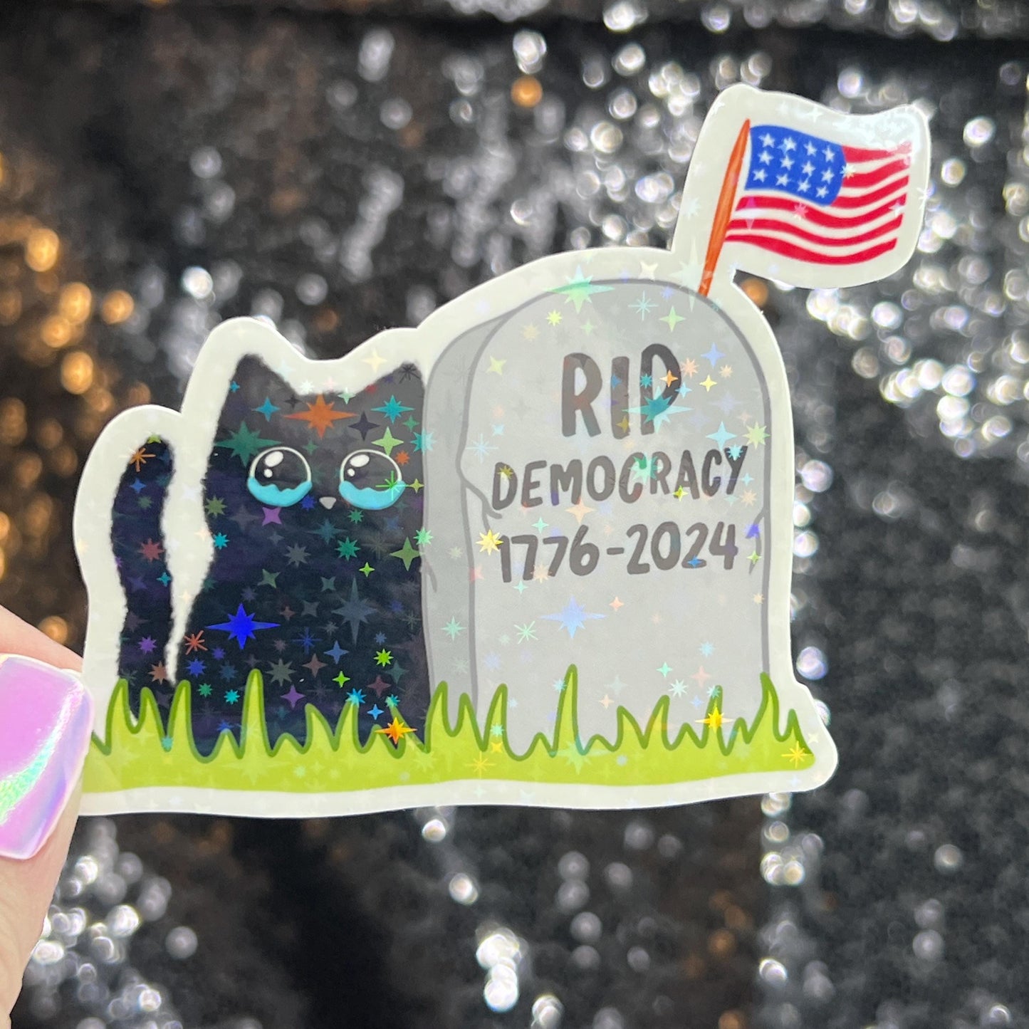 RIP Democracy Holographic Sticker Political Decal Kamala Decal Anti Trump Pro Choice Feminist Sticker Liberal Democrat