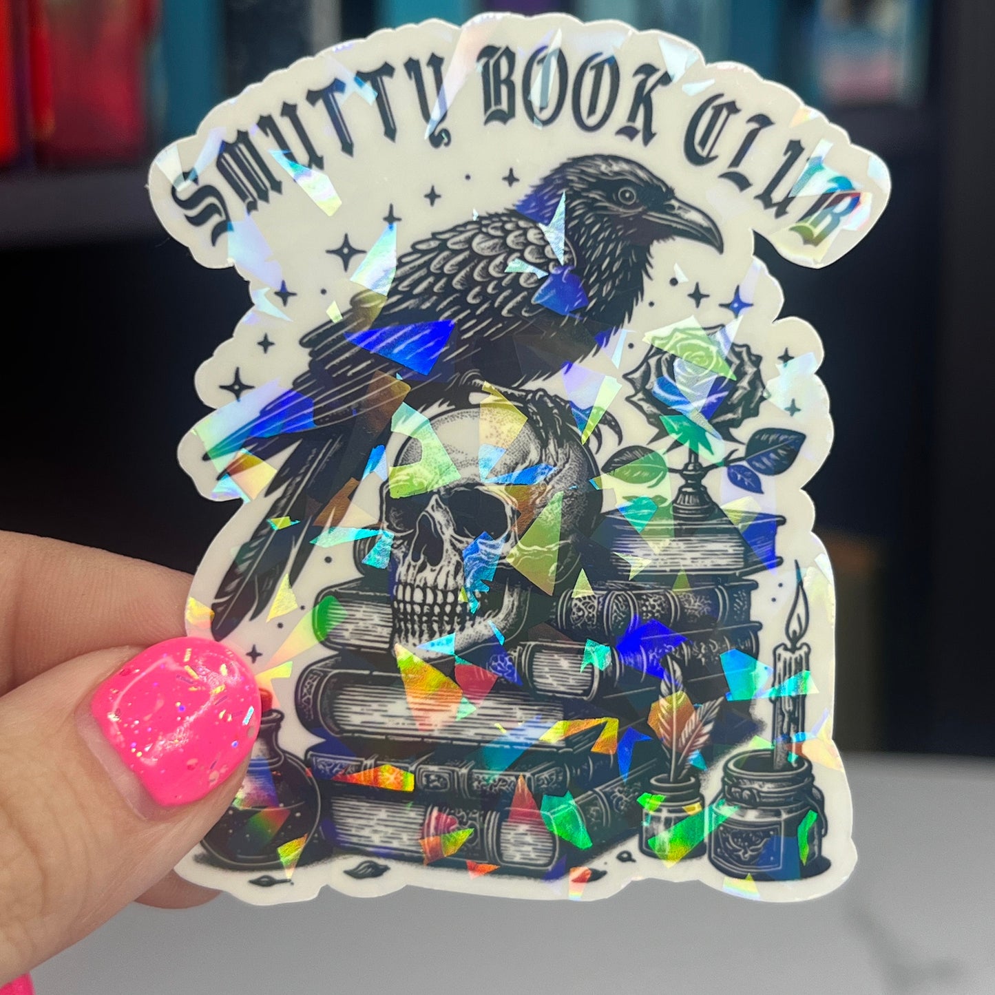 Smutty Book Club Sparkly Dark Romance Holographic Stickers, Booktok stickers, kindle stickers, spicy book sticker Waterbottle book stickers