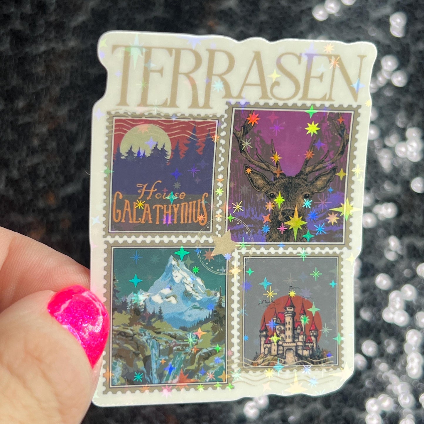 Throne of Glass mini Holographic Sticker Set, Booktok stickers kindle tog small set bundle the thirteen aelin stickers