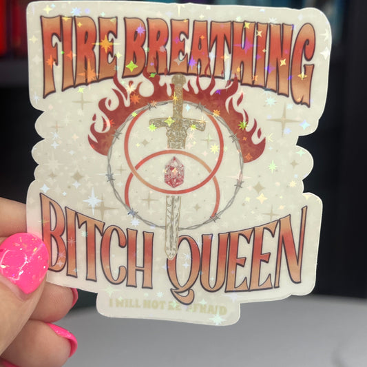 Fire Breathing B**** Queen Aelin Throne of Glass Holographic Sticker Tog water bottle decal TOG laptop sticker SJM Decal Kindle Sticker