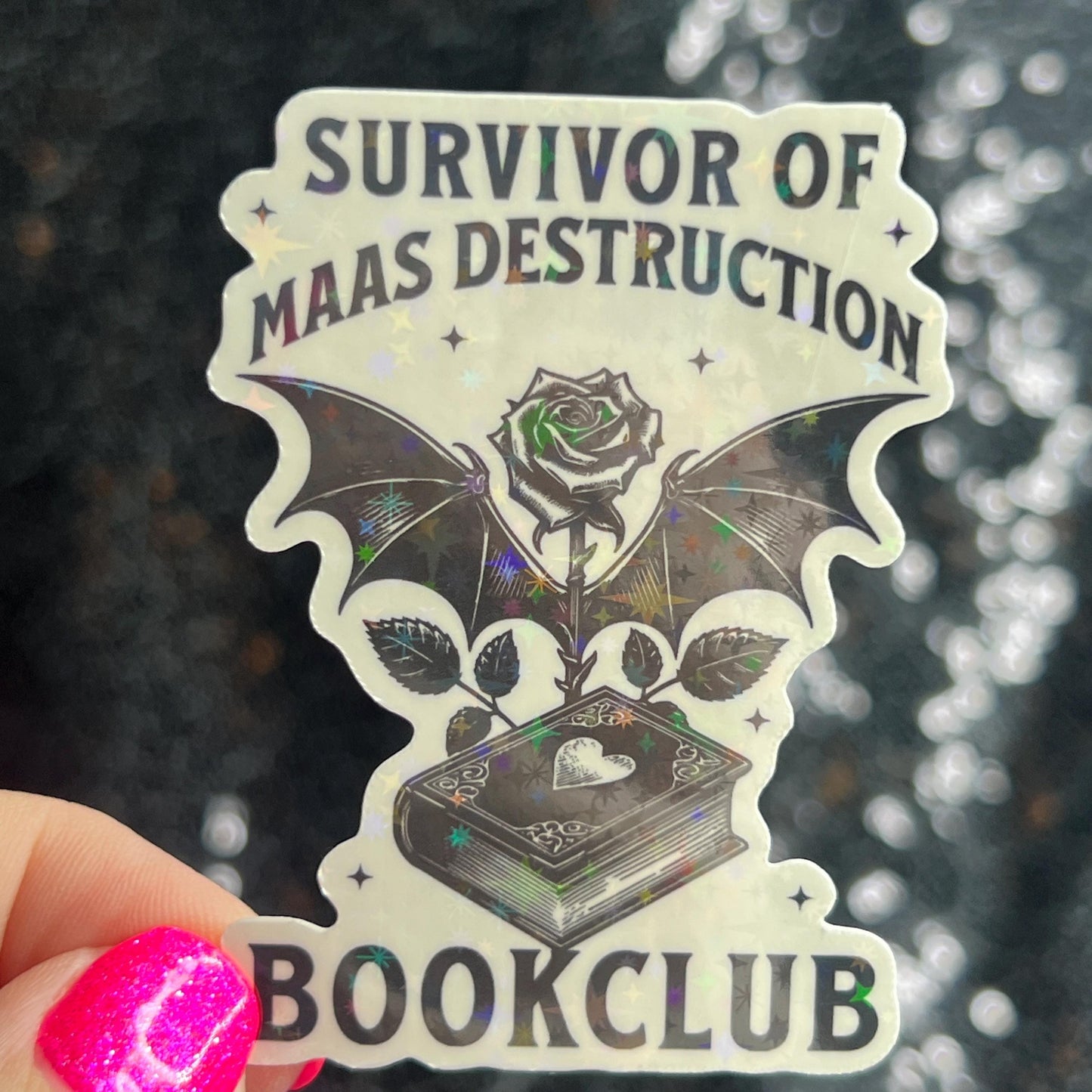 SJM Universe Black & white aesthetic mini Holographic Stickers, Booktok stickers kindle, acotar, throne of glass crescent city decals