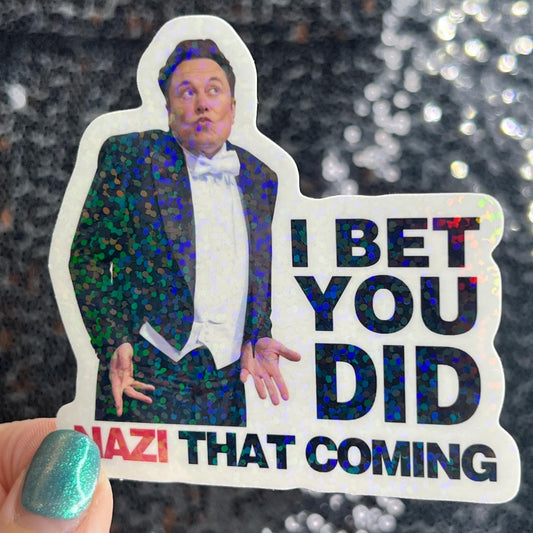 I Bet You Did N * Z I That Coming Sparkly Holographic Sticker Hands Off No Kings Sticker F Trump 8647 FDT Anti Elon Girls are fighting