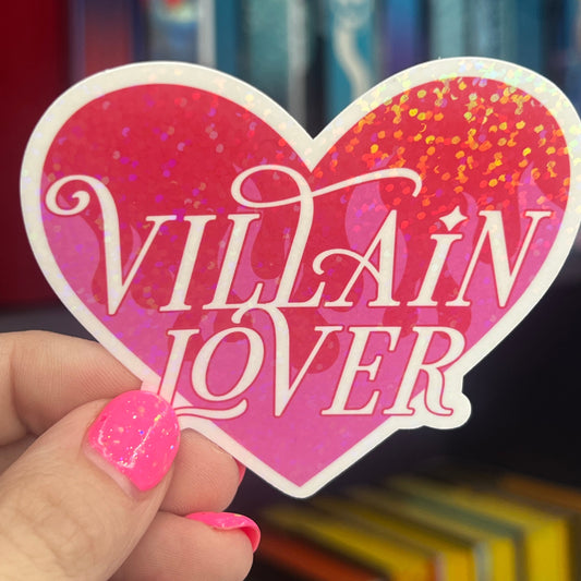 Villain Lover Heart Sparkly Holographic Bookish Sticker Villain Book Lover, Spicy Dark Romance, erotica, Booktok, Romance Decal