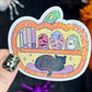 Pumpkin Jack O'Lantern Bookshelf Black Cat Holographic Sticker Halloween Kindle Decal Spooky Fall Reader Gift Bookish Decal