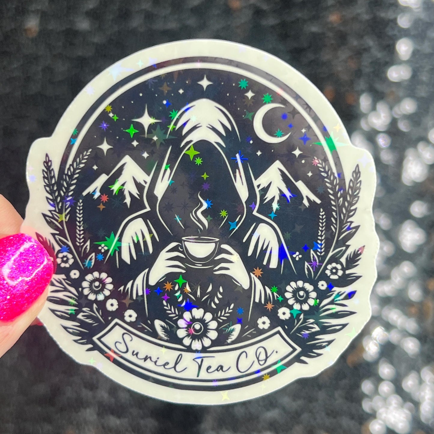 SJM Universe Black & white aesthetic mini Holographic Stickers, Booktok stickers kindle, acotar, throne of glass crescent city decals