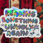 Reading Something Unholy Again Holographic Sticker Sparkly Decal, Spicy Dark Romance, kindle laptop Reader Bookish Present Reader Gift
