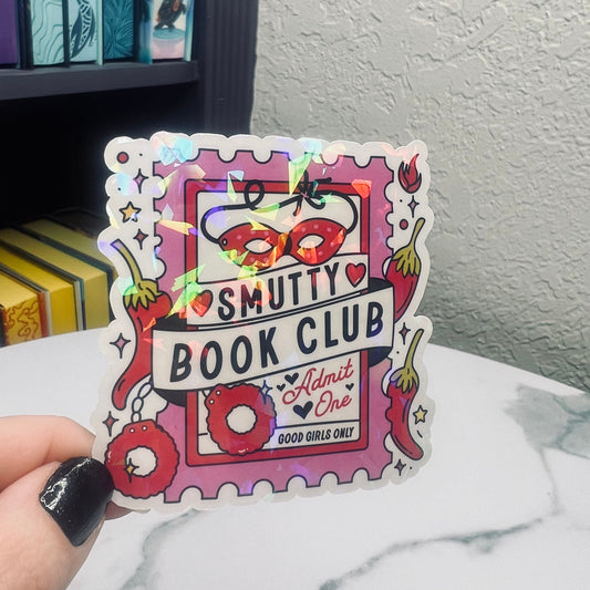 Smutty Book Club Holographic Bookish Sticker Book Lover, Spicy Dark Romance, erotica, Booktok, kindle waterbottle laptop Romance Decal