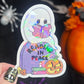 Reading in Peace Ghost Halloween Bookshelf Holographic Sticker Halloween Kindle Decal Spooky Fall Reader Gift Bookish Decal