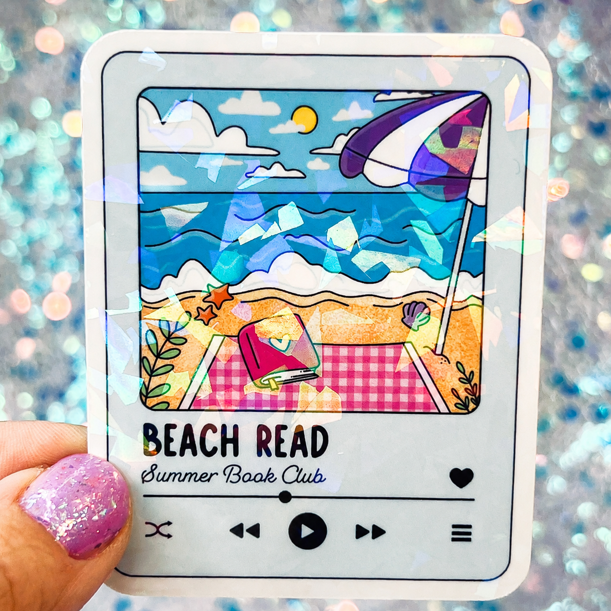 Beach Read Summer Book Club Holographic Sticker