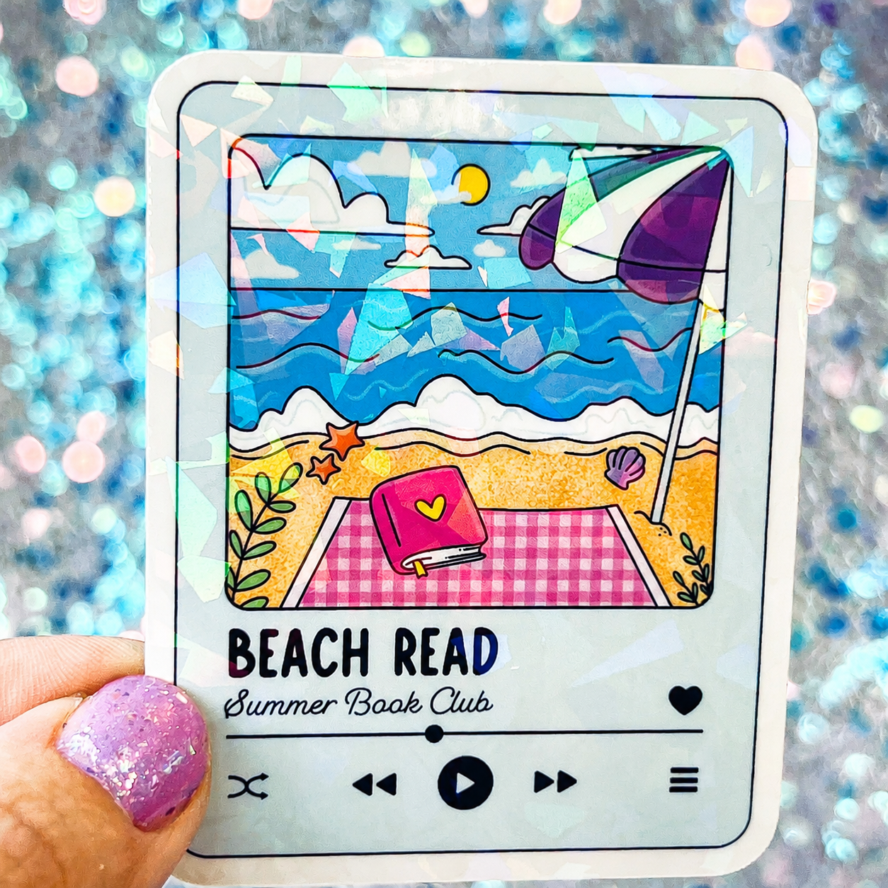Beach Read Summer Book Club Holographic Sticker