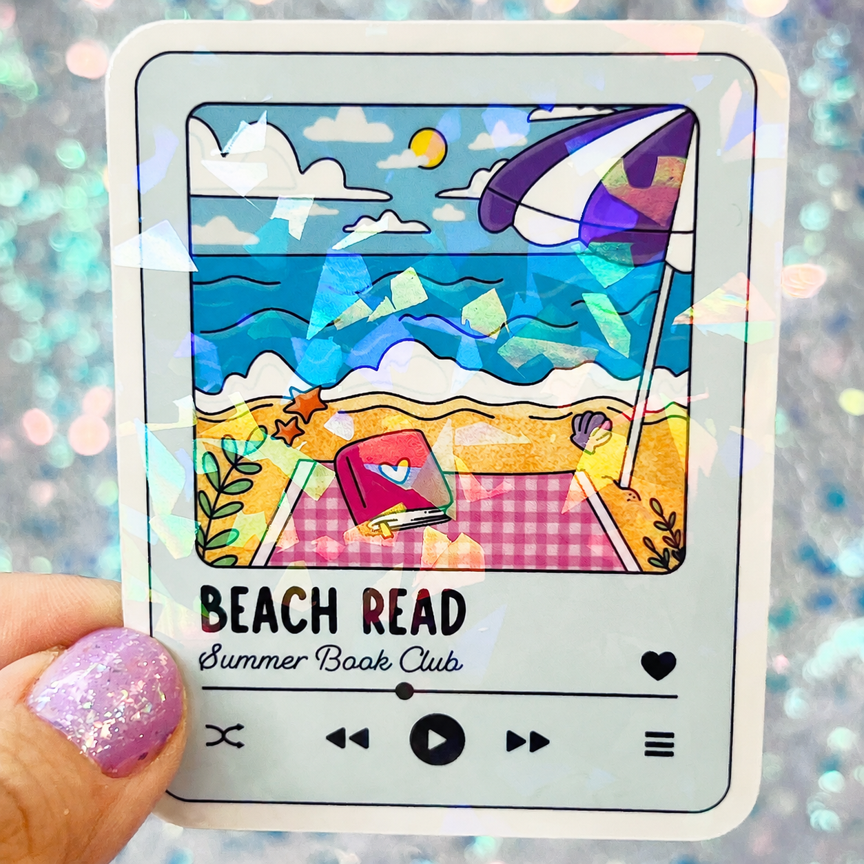 Beach Read Summer Book Club Holographic Sticker